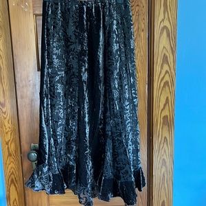 Chico’s Panel Burnout Ruffled Velvet Maxi Skirt Size2